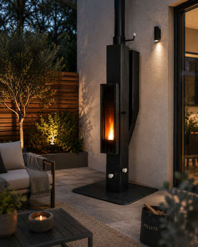 Estufa a pellet para exterior